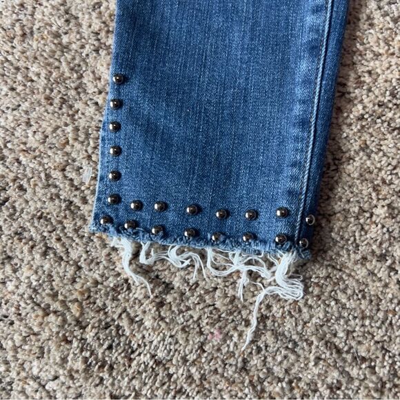 Frame Denim Le High Skinny Jeans Size 26 LHSKRSS793 Hazelwood Studded Ankle Fray - Picture 12 of 14